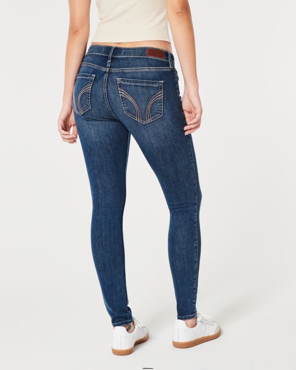 jean super skinny taille basse délavé foncé femmes délavé foncé Hollister bas RRRJX609