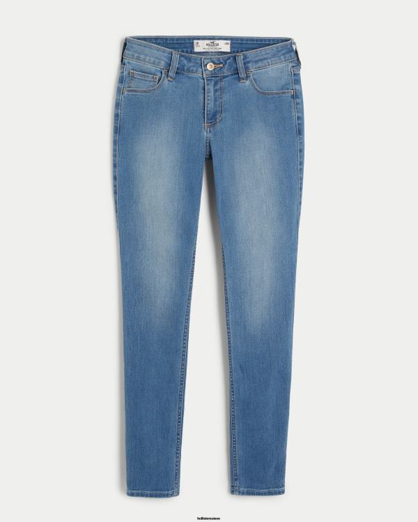 jean super skinny taille basse à délavage moyen femmes lavage moyen léger Hollister bas RRRJX678