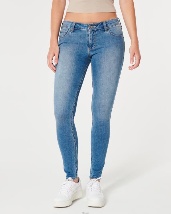 jean super skinny taille basse à délavage moyen femmes lavage moyen léger Hollister bas RRRJX678