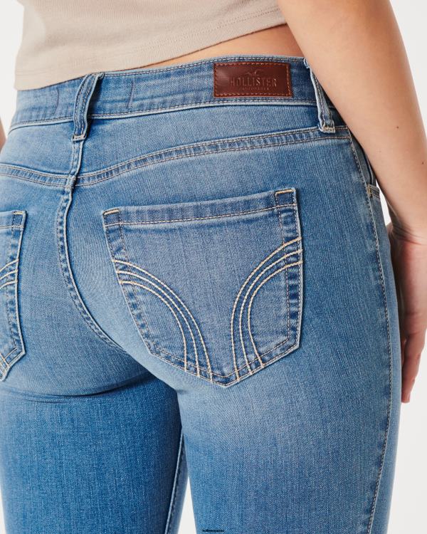 jean super skinny taille basse à délavage moyen femmes lavage moyen léger Hollister bas RRRJX678