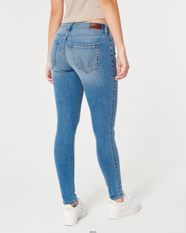 jean super skinny taille basse à délavage moyen femmes lavage moyen léger Hollister bas RRRJX678
