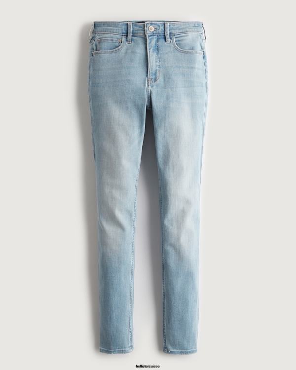 jean super skinny taille haute délavé clair femmes lumière Hollister bas RRRJX682