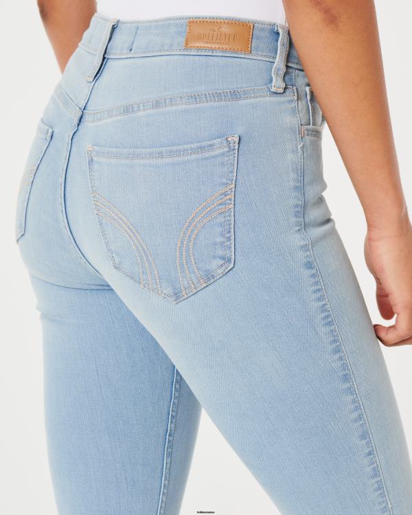 jean super skinny taille haute délavé clair femmes lumière Hollister bas RRRJX682