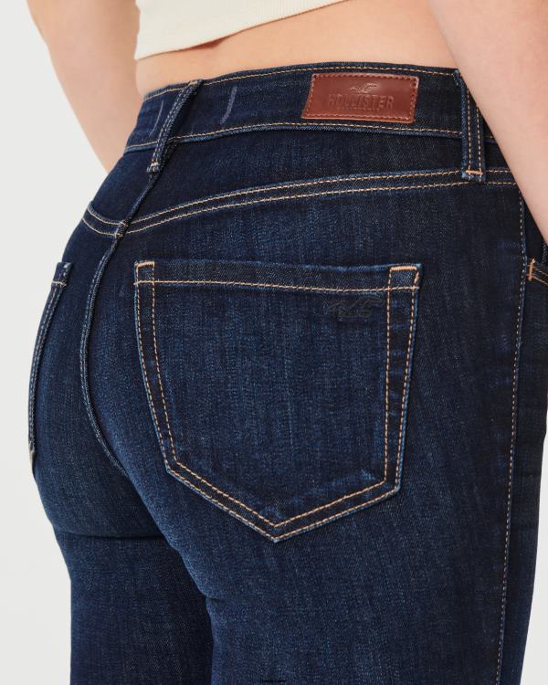 jean super skinny taille haute délavé foncé femmes lavage foncé Hollister bas RRRJX585