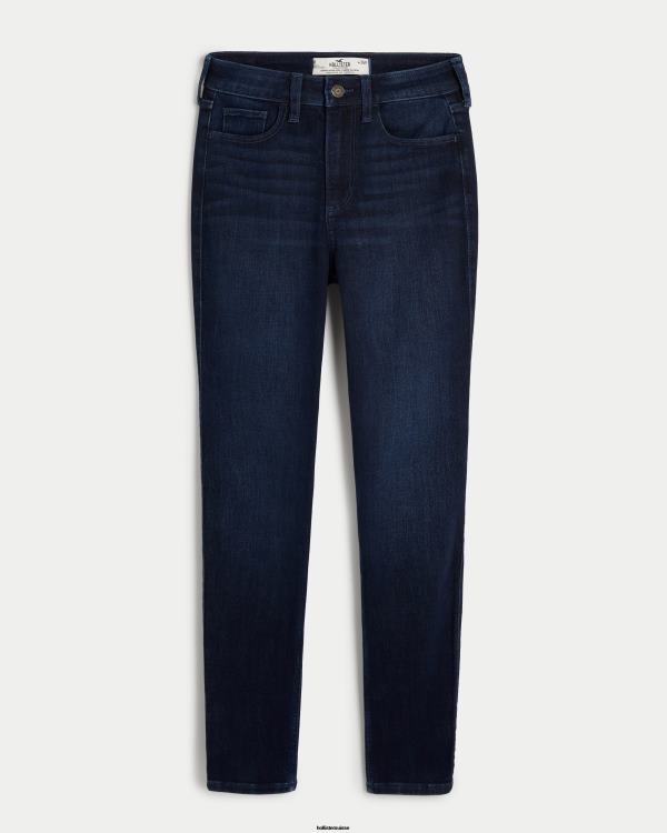 jean super skinny taille haute délavé foncé femmes rinçage foncé Hollister bas RRRJX602