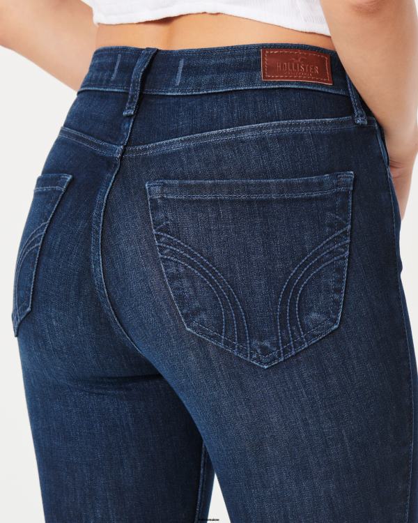 jean super skinny taille haute délavé foncé femmes rinçage foncé Hollister bas RRRJX602