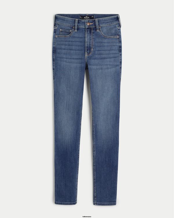 jean super skinny taille haute délavé moyen femmes lavage moyen Hollister bas RRRJX566