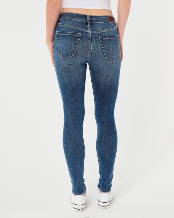 jean super skinny taille haute délavé moyen femmes lavage moyen Hollister bas RRRJX566