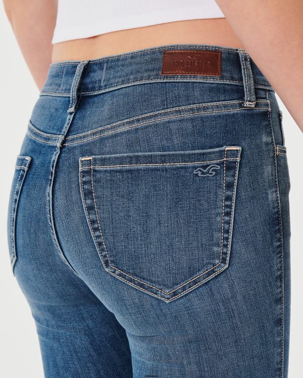 jean super skinny taille haute délavé moyen femmes lavage moyen Hollister bas RRRJX566