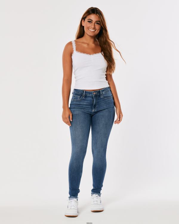 jean super skinny taille haute à délavage moyen femmes moyen Hollister bas RRRJX576