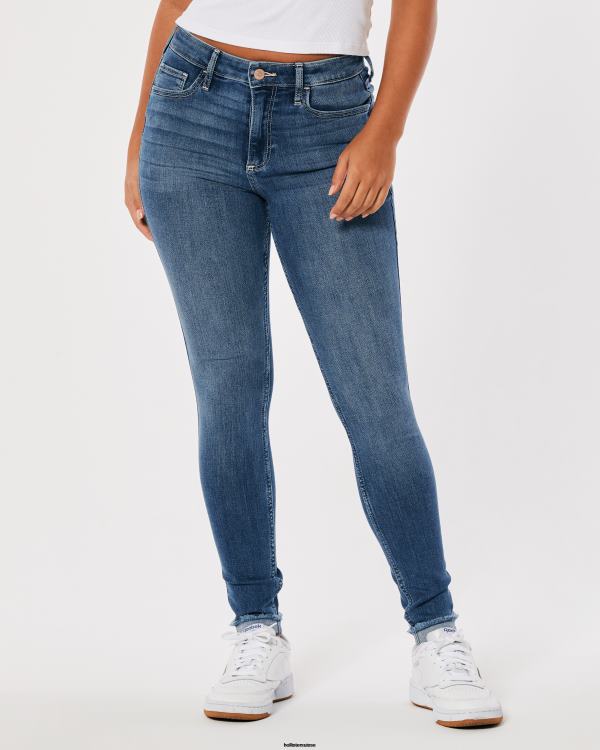 jean super skinny taille haute à délavage moyen femmes moyen Hollister bas RRRJX576