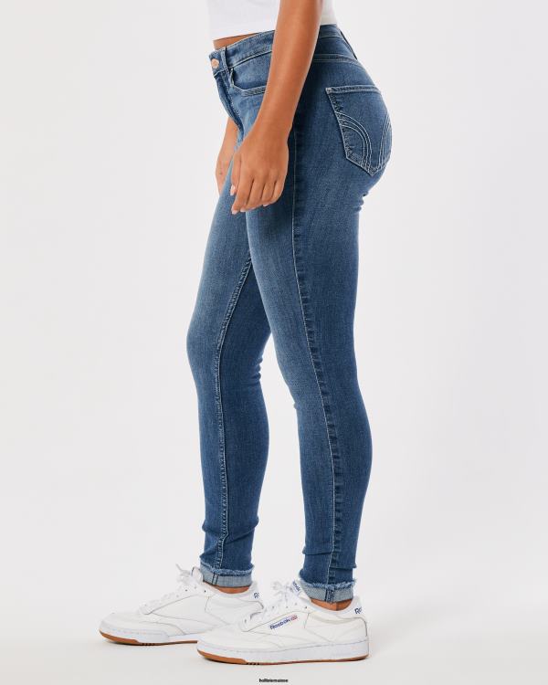 jean super skinny taille haute à délavage moyen femmes moyen Hollister bas RRRJX576