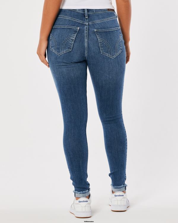 jean super skinny taille haute à délavage moyen femmes moyen Hollister bas RRRJX576