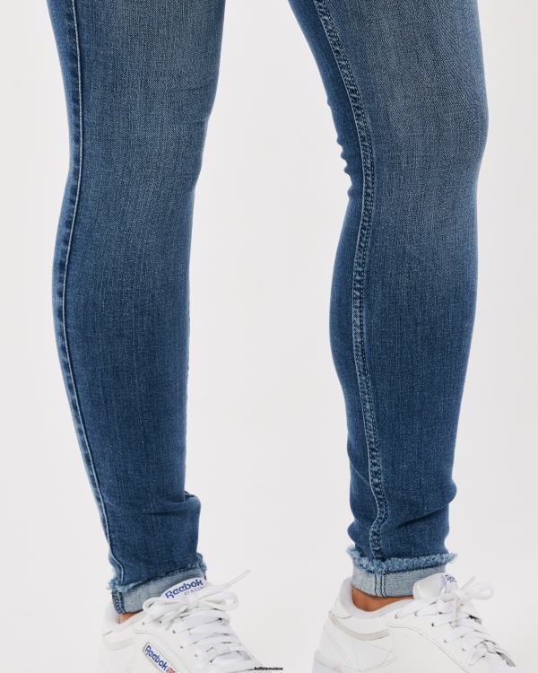 jean super skinny taille haute à délavage moyen femmes moyen Hollister bas RRRJX576