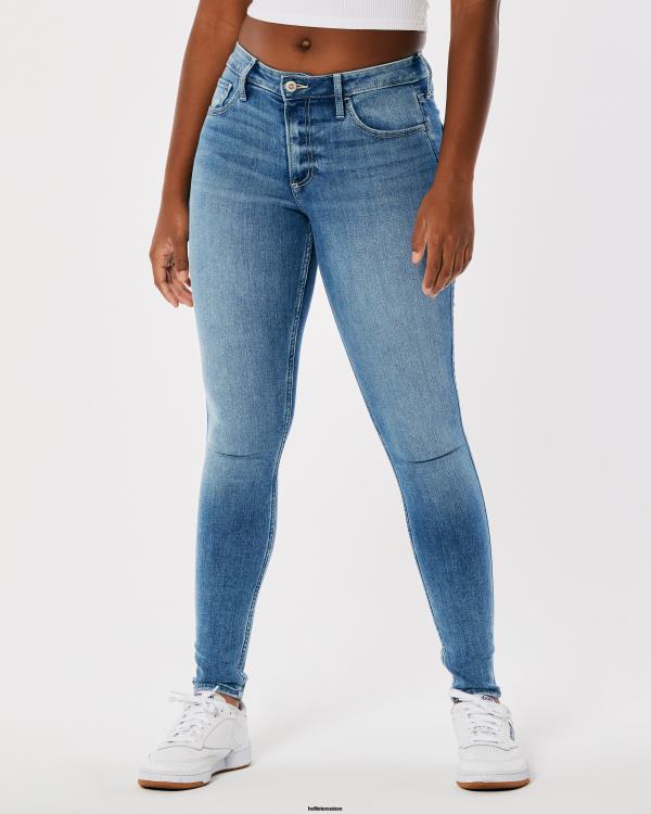 jean super skinny taille mi-haute curvy délavé moyen femmes lavage moyen Hollister bas RRRJX750