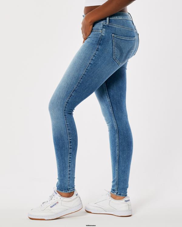 jean super skinny taille mi-haute curvy délavé moyen femmes lavage moyen Hollister bas RRRJX750
