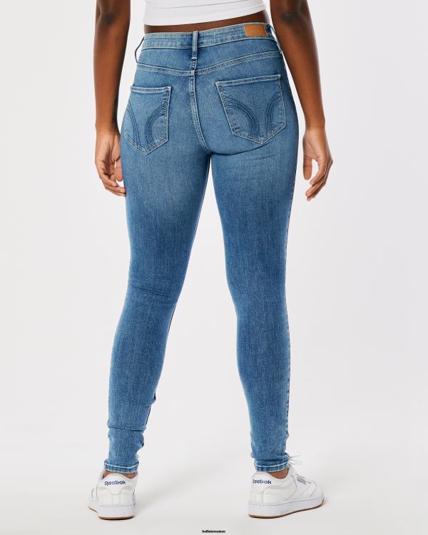 jean super skinny taille mi-haute curvy délavé moyen femmes lavage moyen Hollister bas RRRJX750