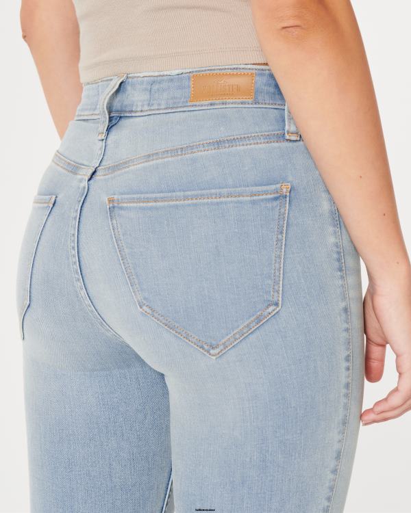 jean évasé légèrement délavé à taille haute femmes lavage léger Hollister bas RRRJX573