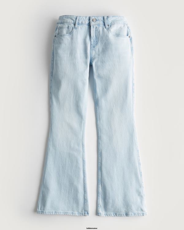 jean évasé taille basse délavé ultra-baggy social tourist femmes lavage léger Hollister bas RRRJX763