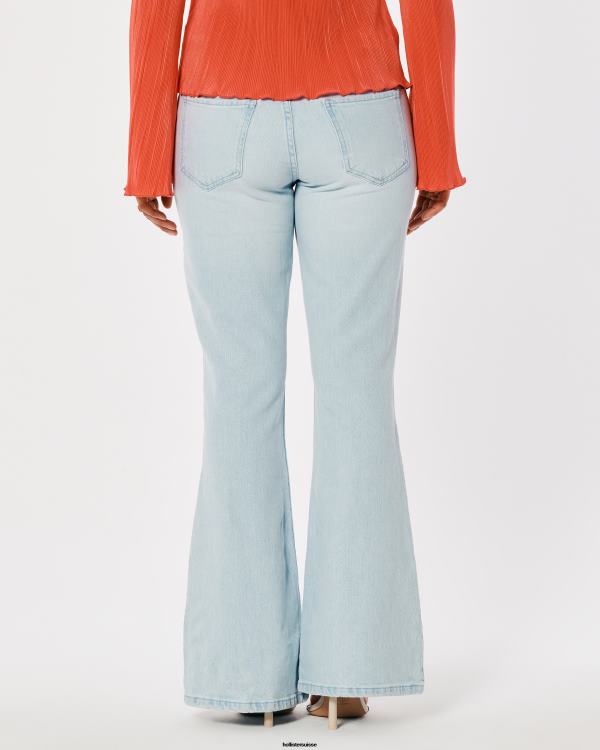 jean évasé taille basse délavé ultra-baggy social tourist femmes lavage léger Hollister bas RRRJX763