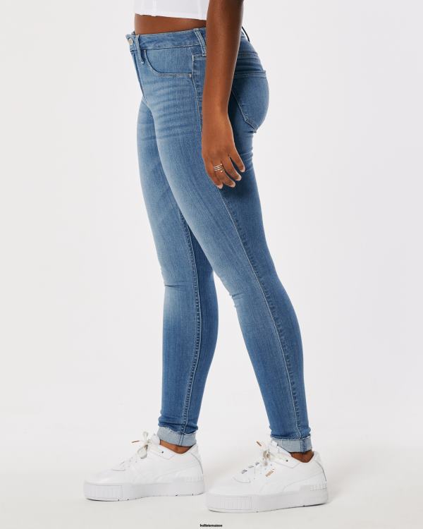legging curvy taille mi-haute en jean délavé moyen femmes moyen Hollister bas RRRJX712