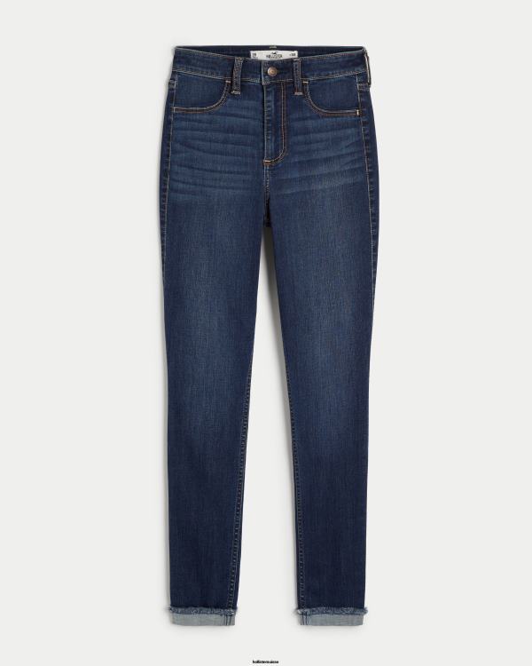 legging en jean délavé foncé à taille haute femmes lavage moyen Hollister bas RRRJX603