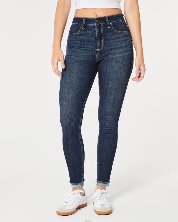 legging en jean délavé foncé à taille haute femmes lavage moyen Hollister bas RRRJX603
