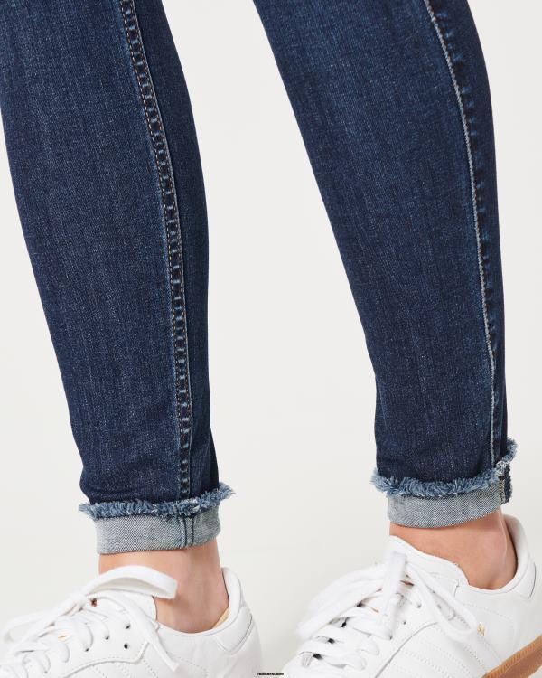 legging en jean délavé foncé à taille haute femmes lavage moyen Hollister bas RRRJX603