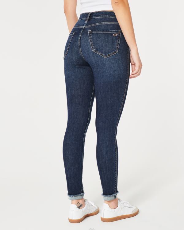 legging en jean délavé foncé à taille haute femmes lavage moyen Hollister bas RRRJX603
