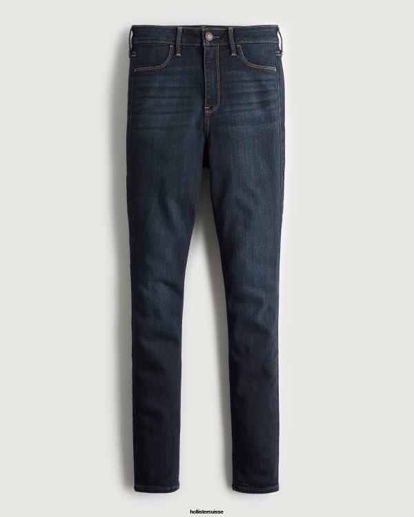 legging en jean délavé foncé à taille haute femmes sombre Hollister bas RRRJX555