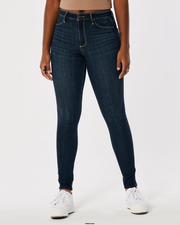 legging en jean délavé foncé à taille haute femmes sombre Hollister bas RRRJX555