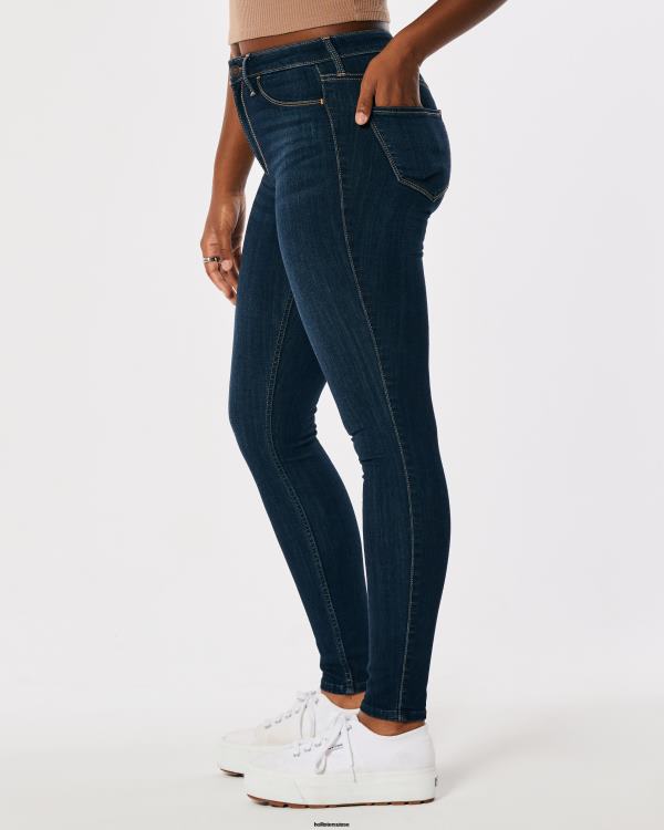 legging en jean délavé foncé à taille haute femmes sombre Hollister bas RRRJX555