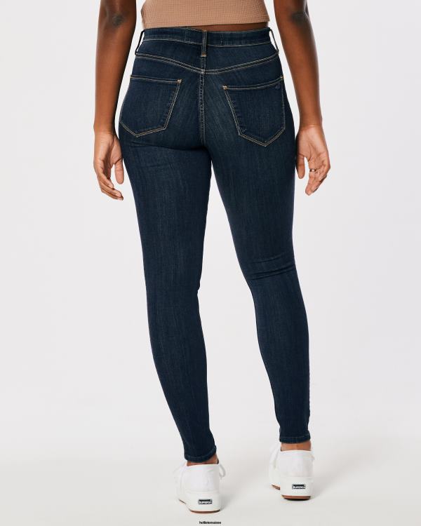 legging en jean délavé foncé à taille haute femmes sombre Hollister bas RRRJX555