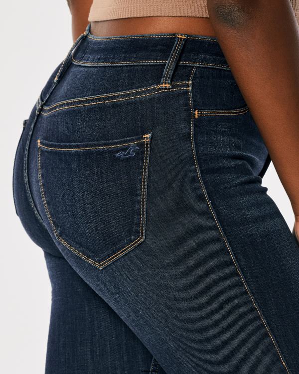 legging en jean délavé foncé à taille haute femmes sombre Hollister bas RRRJX555