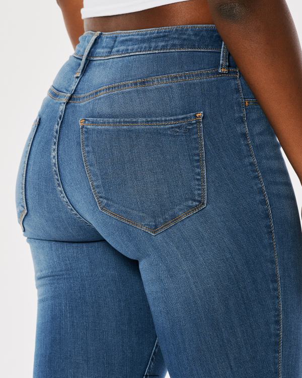 legging en jean délavé moyen à taille haute femmes lavage moyen Hollister bas RRRJX492