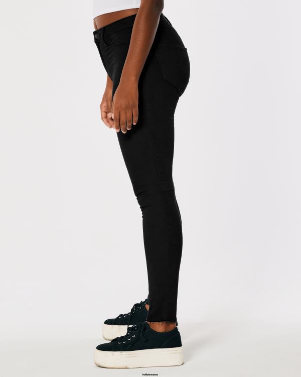 legging en jean noir à taille haute femmes noir Hollister bas RRRJX554