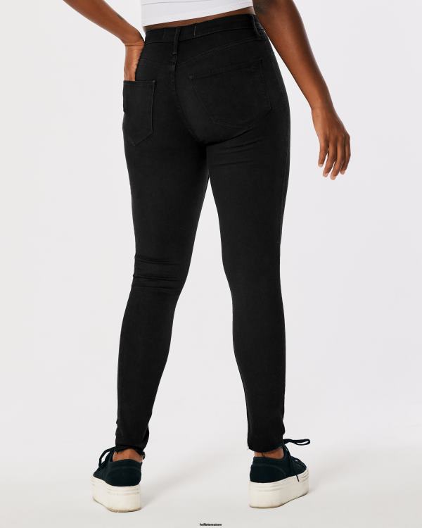 legging en jean noir à taille haute femmes noir Hollister bas RRRJX554