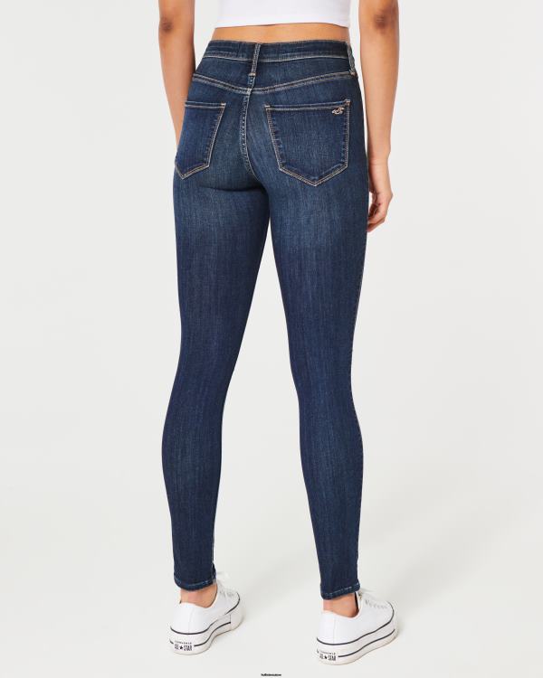 legging taille haute en jean délavé foncé déchiré femmes lavage déchiré foncé Hollister bas RRRJX568