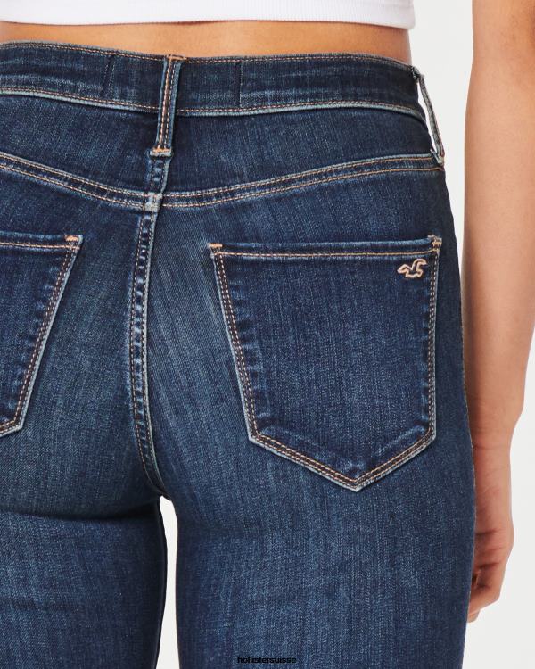 legging taille haute en jean délavé foncé déchiré femmes lavage déchiré foncé Hollister bas RRRJX568