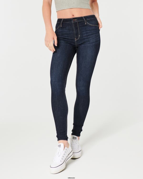 legging taille haute en jean délavé foncé femmes lavage foncé Hollister bas RRRJX522