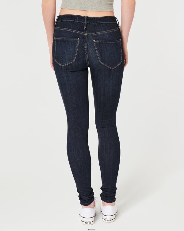 legging taille haute en jean délavé foncé femmes lavage foncé Hollister bas RRRJX522