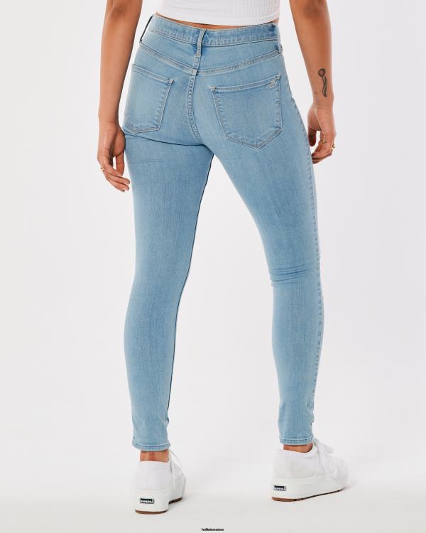 legging taille haute en jean délavé moyen déchiré femmes léger lavage déchiré Hollister bas RRRJX660