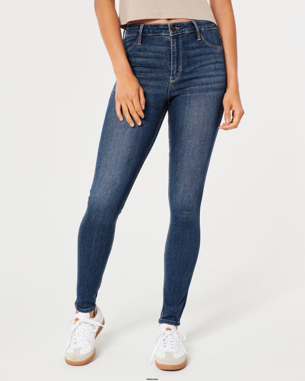 legging taille haute en jean délavé moyen femmes moyen délavé Hollister bas RRRJX537