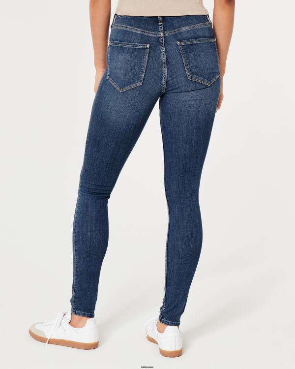 legging taille haute en jean délavé moyen femmes moyen délavé Hollister bas RRRJX537
