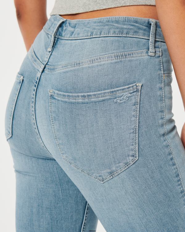 legging taille haute en jean légèrement délavé femmes ourlet propre légèrement délavé Hollister bas RRRJX586