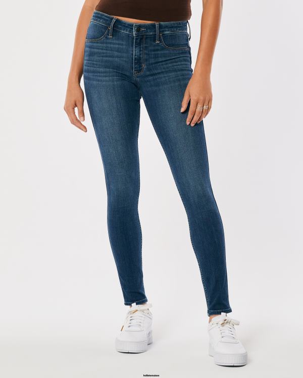 legging taille mi-haute en jean délavé foncé femmes lavage foncé Hollister bas RRRJX570