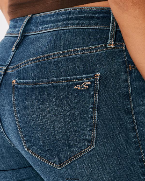 legging taille mi-haute en jean délavé foncé femmes lavage foncé Hollister bas RRRJX570