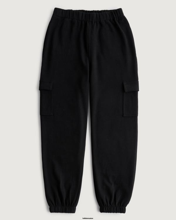 feel good pantalon de jogging cargo en molleton à taille ajustable femmes noir Hollister bas RRRJX688