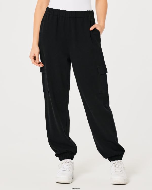feel good pantalon de jogging cargo en molleton à taille ajustable femmes noir Hollister bas RRRJX688