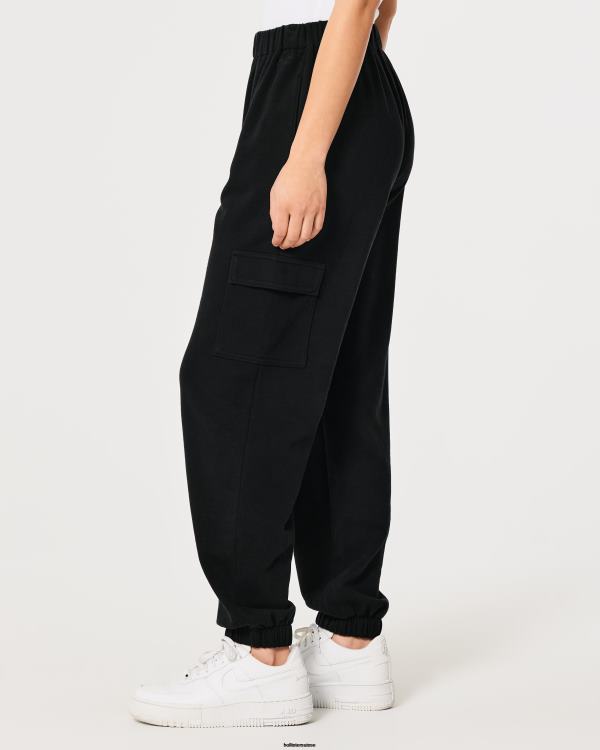 feel good pantalon de jogging cargo en molleton à taille ajustable femmes noir Hollister bas RRRJX688